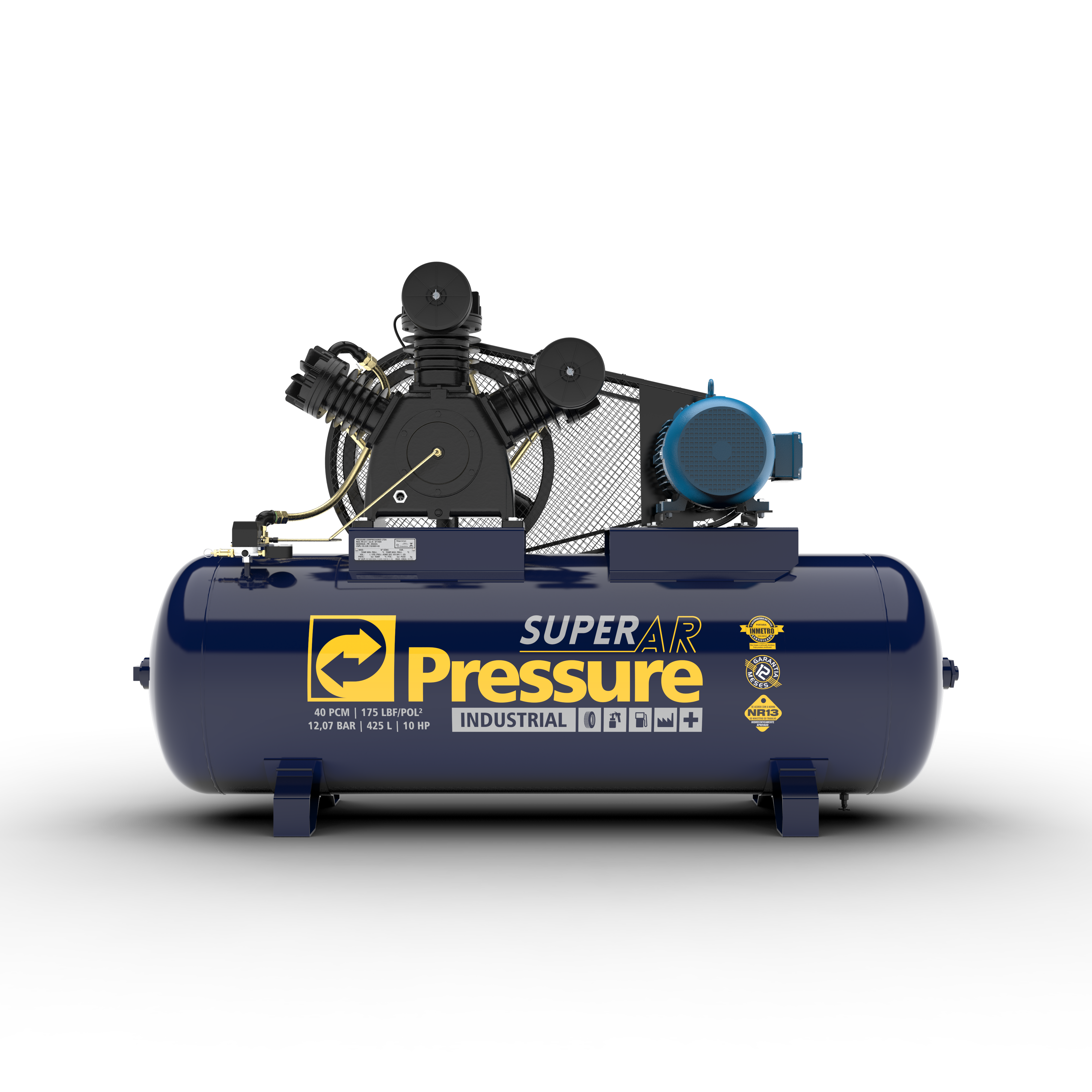 COMPRESSOR DE AR 40PCM W 425LTS 175PSI SUPER AR TRIF PRESSURE